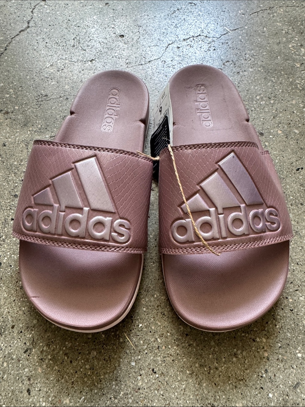 adidas Kids Pink Slide Sandals with Embossed Logo